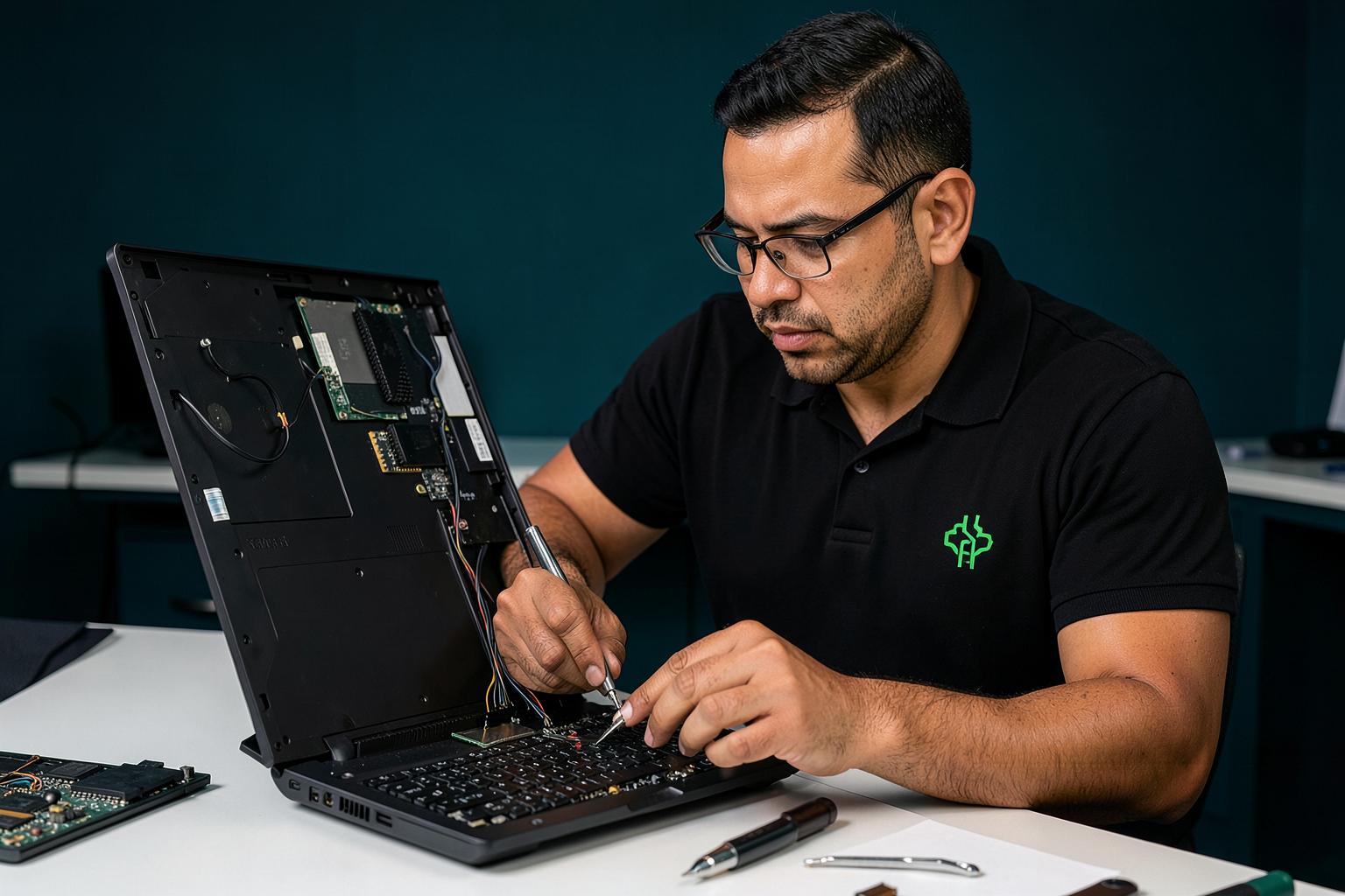 Especialista de PC-TECH trabajando en un computador